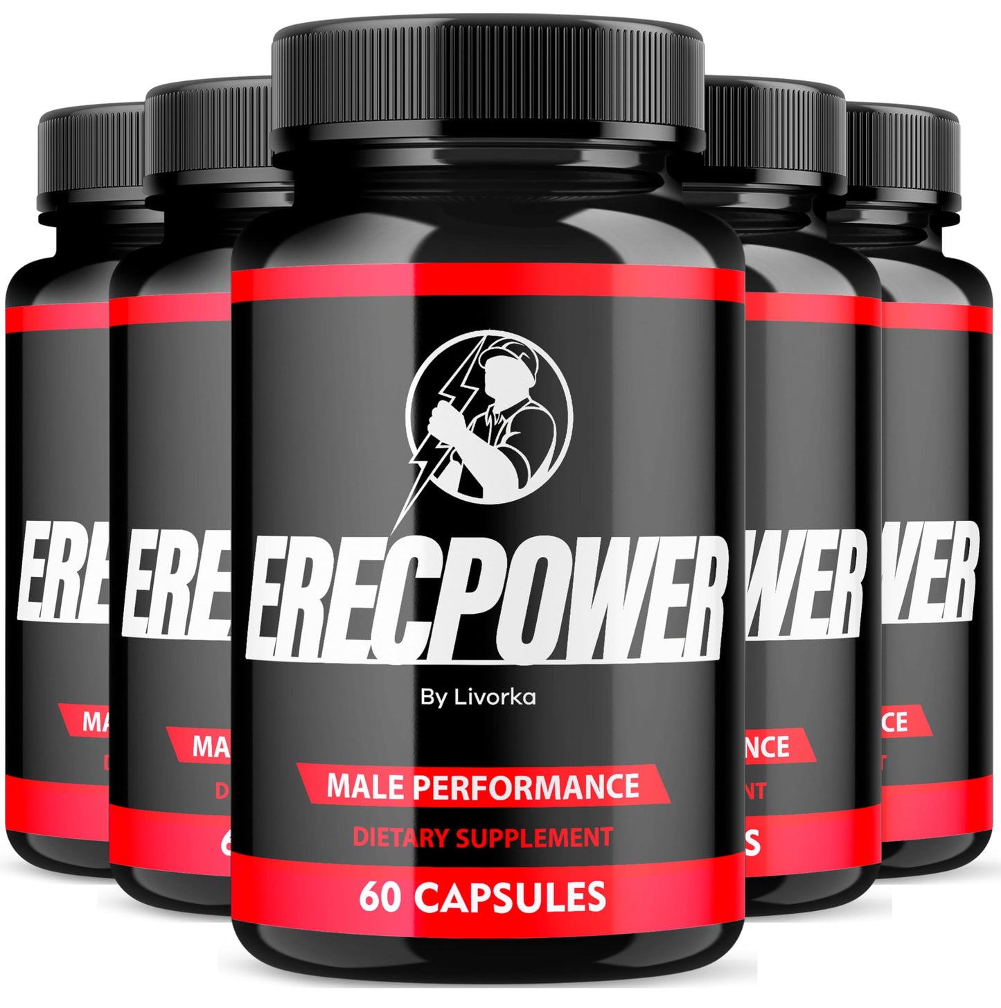 LIVORKA Erecpower Multivitamin for Men – Advanced Formula Capsules, 300 Pills/Bottle, Pack of 5 (5-Month Supply)