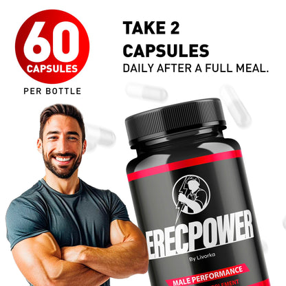 LIVORKA Erecpower Multivitamin for Men – Advanced Formula Capsules, 300 Pills/Bottle, Pack of 5 (5-Month Supply)