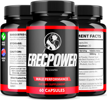 LIVORKA Erecpower Multivitamin for Men – Advanced Formula Capsules, 300 Pills/Bottle, Pack of 5 (5-Month Supply)