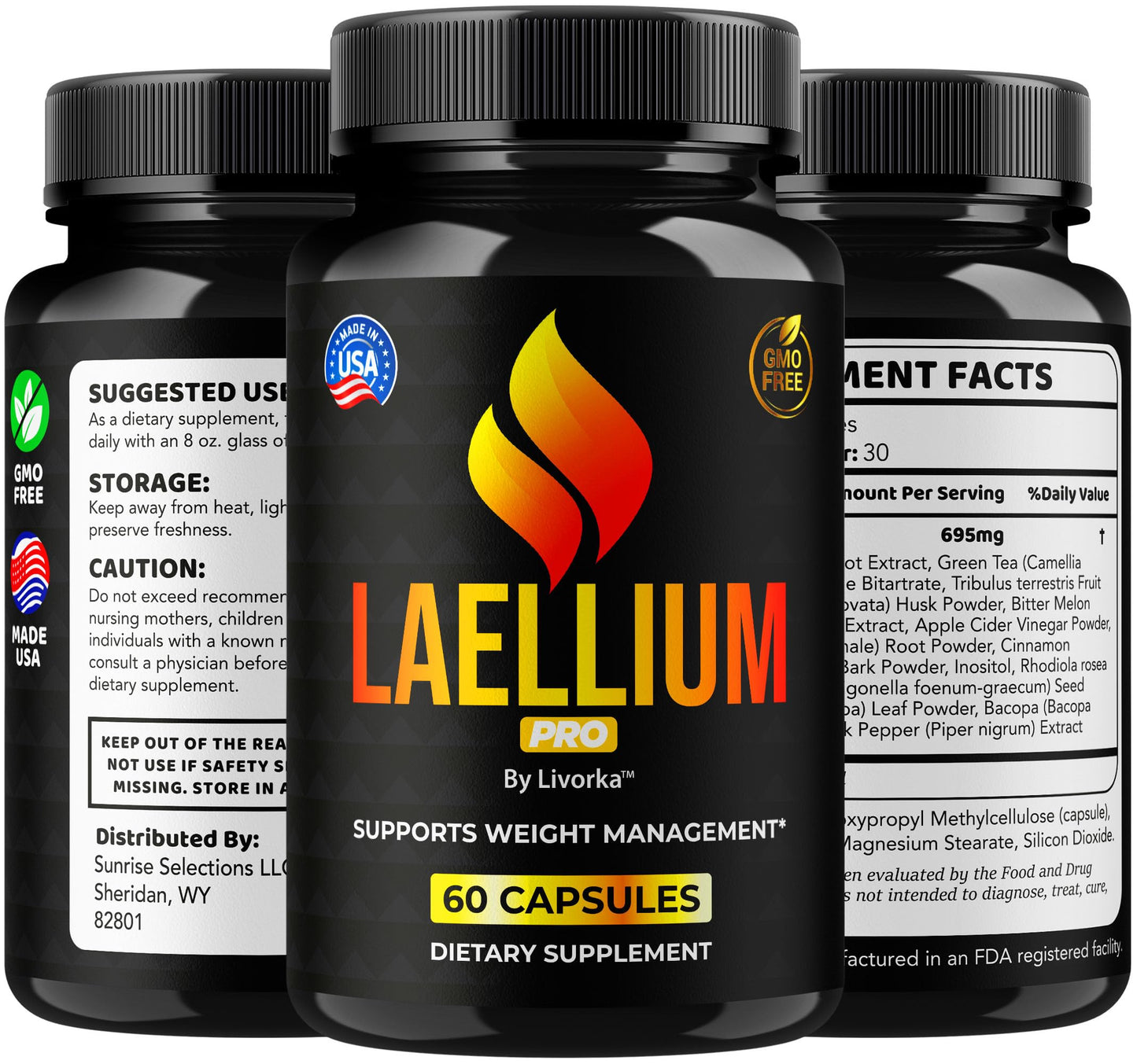 Laellium Pro Pills 5 Pack – All-Natural Daily Formula | LIVORKA Capsules, 300 Capsules