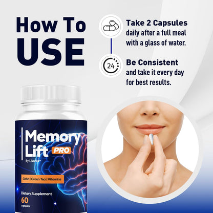 LIVORKA Memory Lift Pro 5 Pack – All-Natural Brain Support Capsules, 300 Count