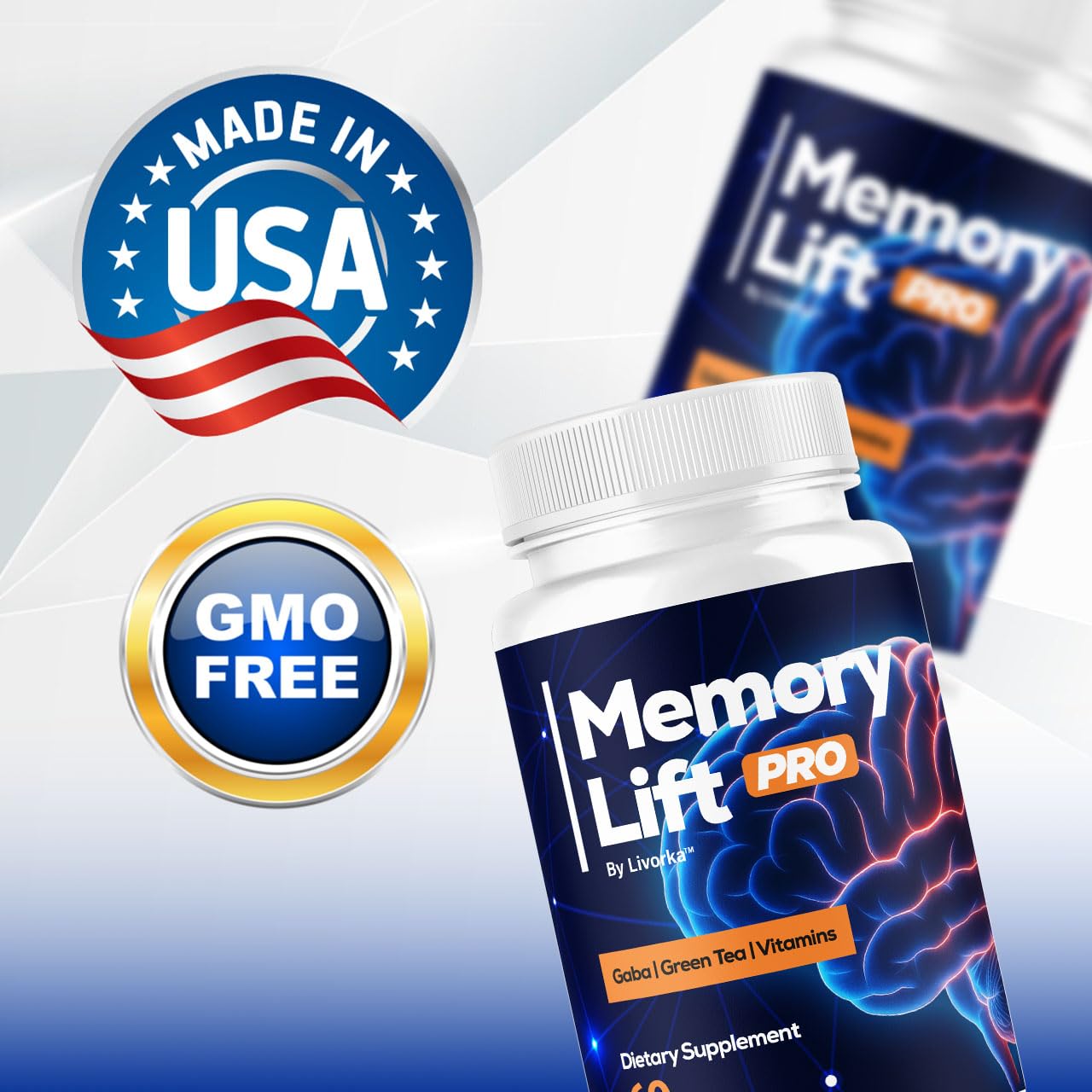 LIVORKA Memory Lift Pro 5 Pack – All-Natural Brain Support Capsules, 300 Count