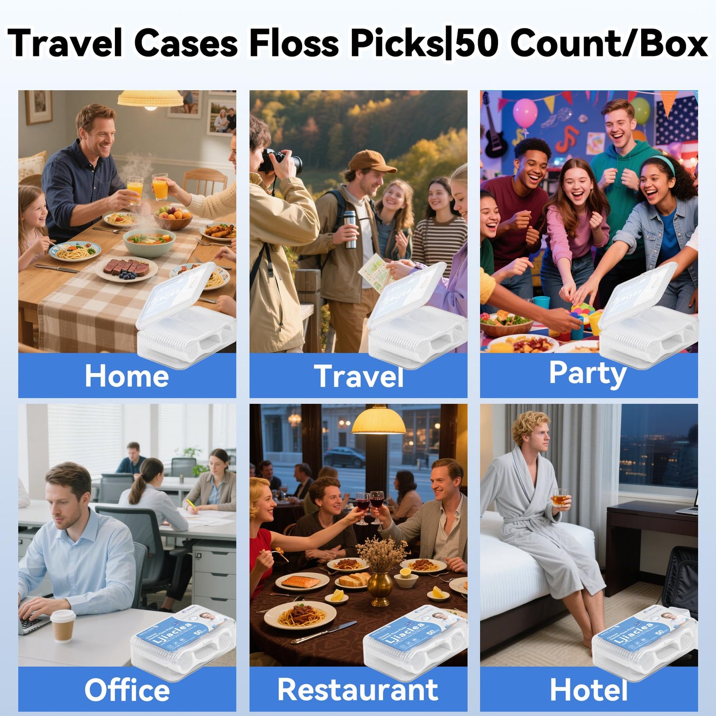 LJIACLEA Floss Picks 300 Count – Bulk Dental Flossers with Travel Case