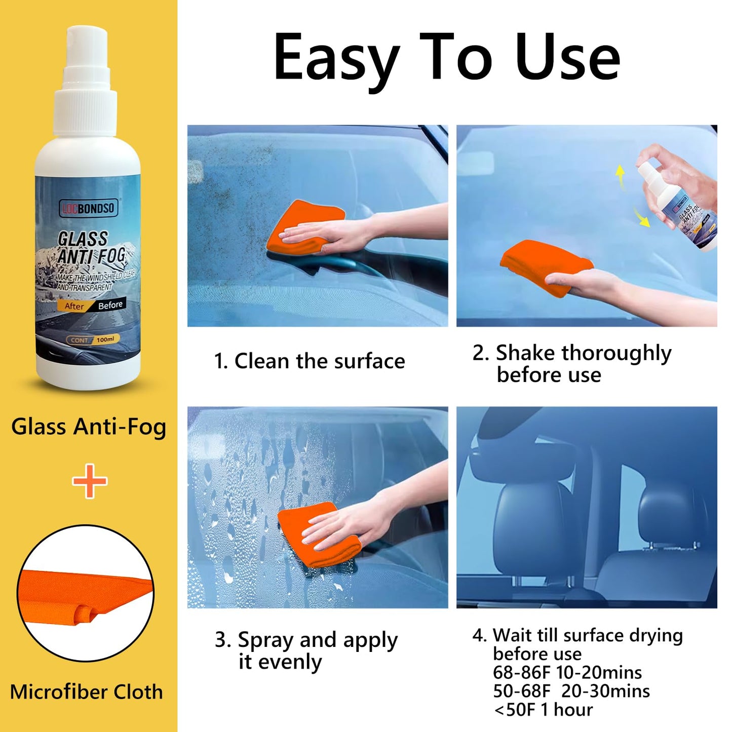 LOCBONDSO Anti Fog Spray for Glasses - Fog-Free Vision 100ml