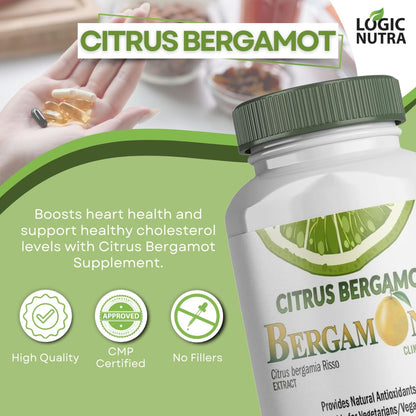 Logic Nutra Citrus Bergamot Supplement (Citrus Bergamia) 1,000 mg per Serving (2) 60 Vegan Capsules – Patented Bergamonte