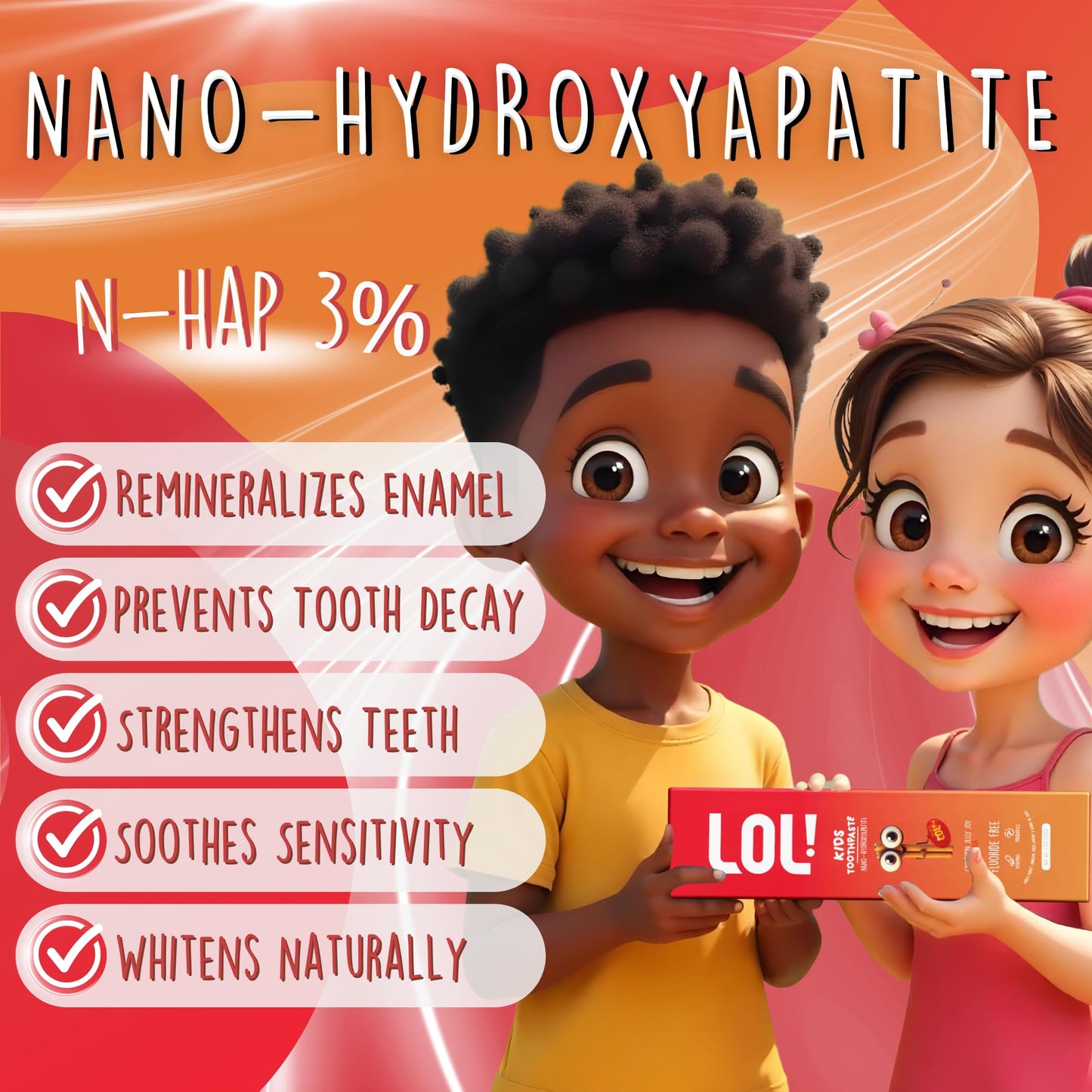 LOL Toddler Toothpaste - Nano Hydroxyapatite, Probiotics, Cinnamon