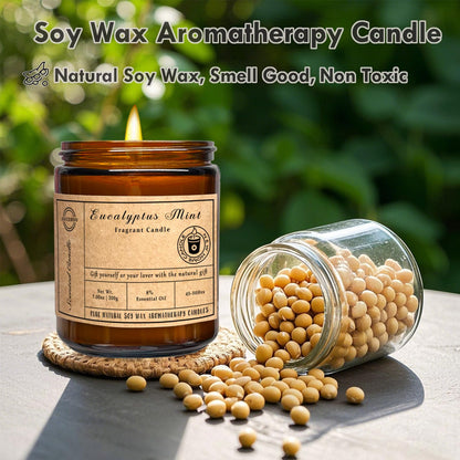 Scented Candles 7oz Eucalyptus Mint – Soy Wax Aromatherapy, Long-Lasting, Non-Toxic