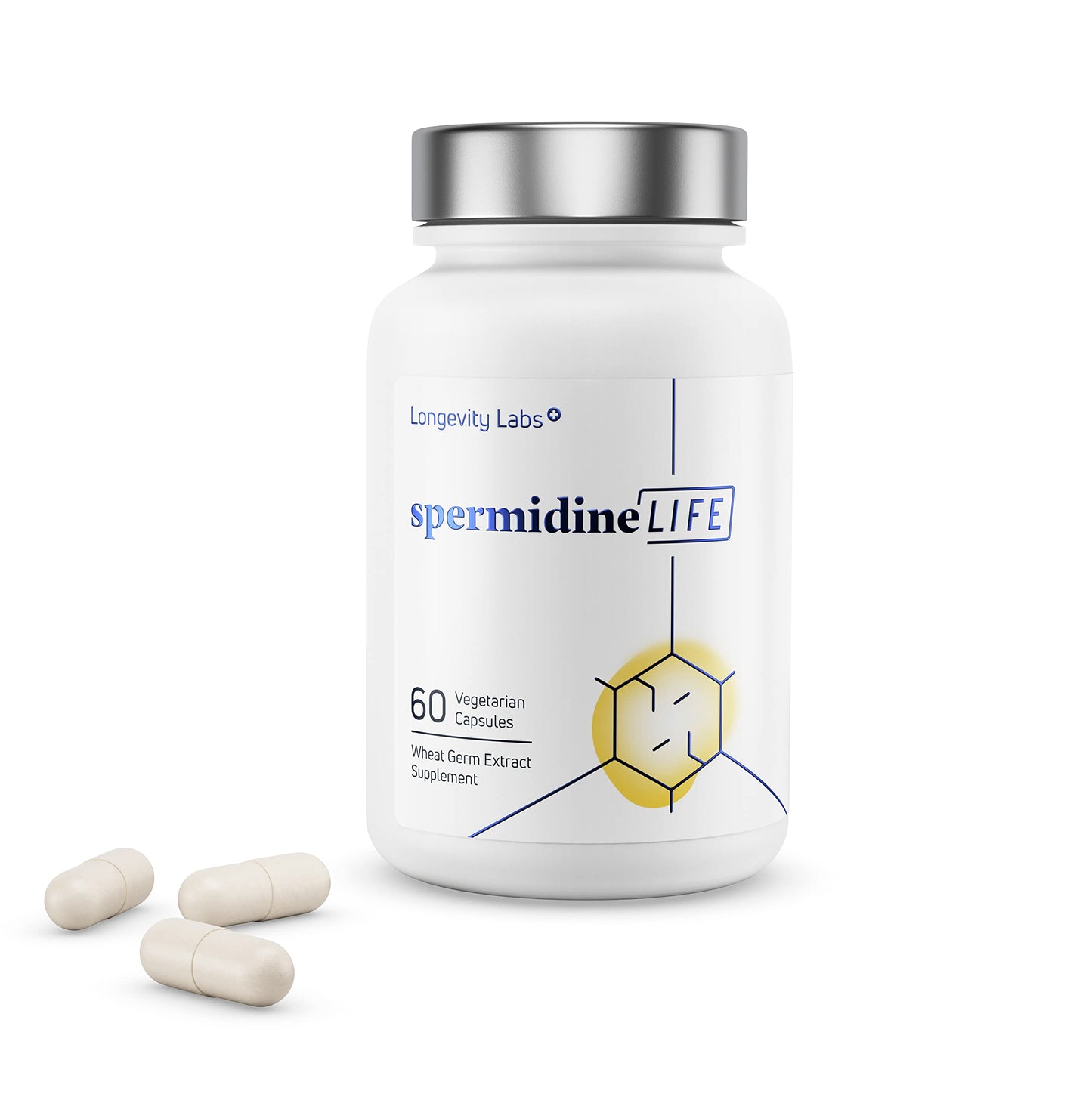 Longevity Labs SpermidineLIFE – Vegan Wheat Germ Extract with Zinc for Autophagy, 60 Capsules
