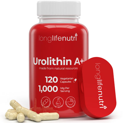 LongLifeNutri Urolithin A+ 1000mg – Advanced Formula, 2-Month Supply, Organic, USA Made