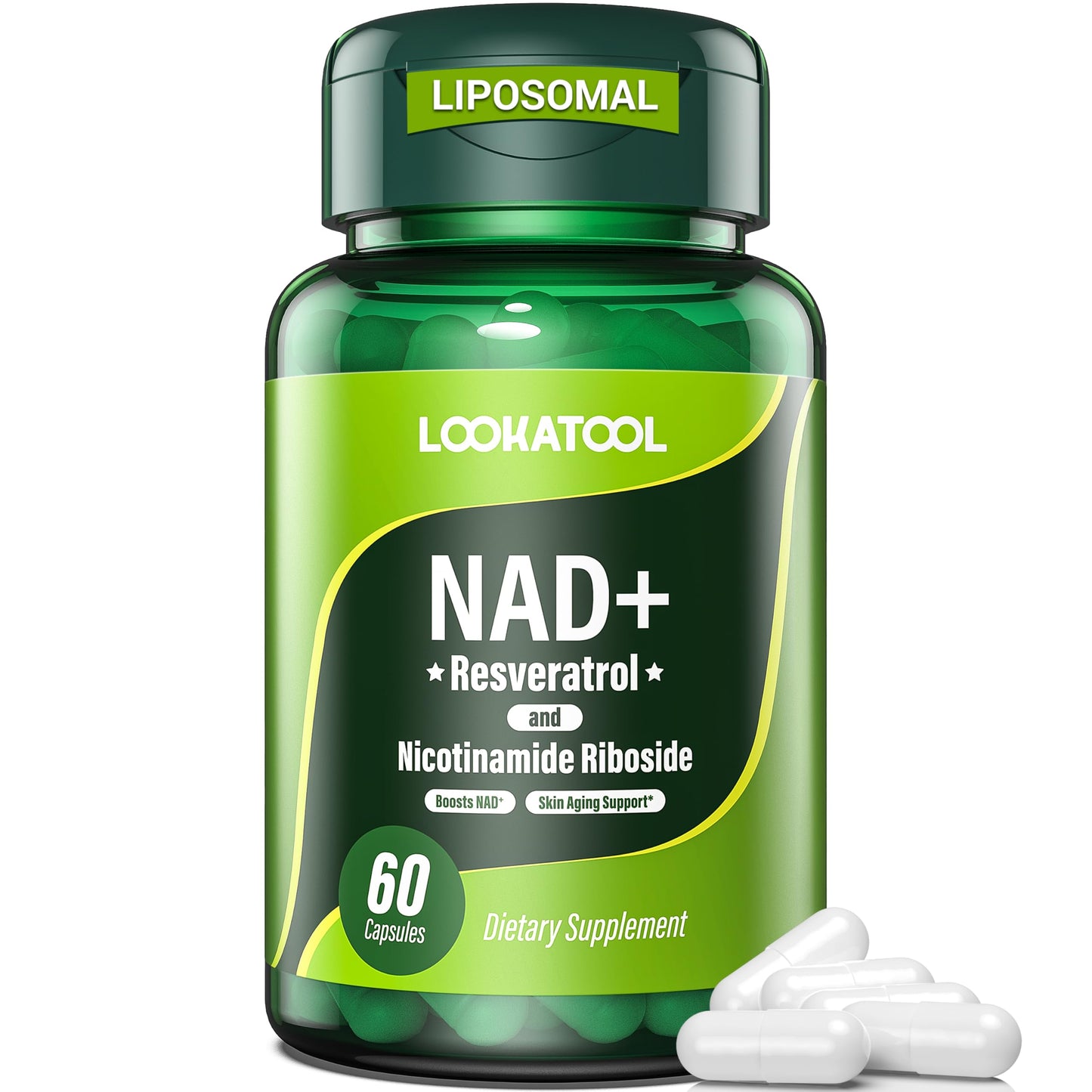 Lookatool NAD+ Resveratrol Liposomal Supplement – Anti-Aging, Focus & Energy (60 Caps)