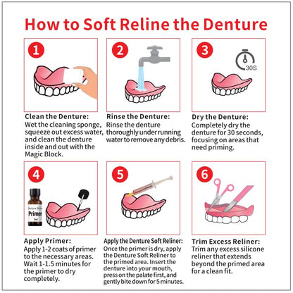 Upper & Lower Denture Soft Reline Kit - Custom Fit, Comfort & Stability