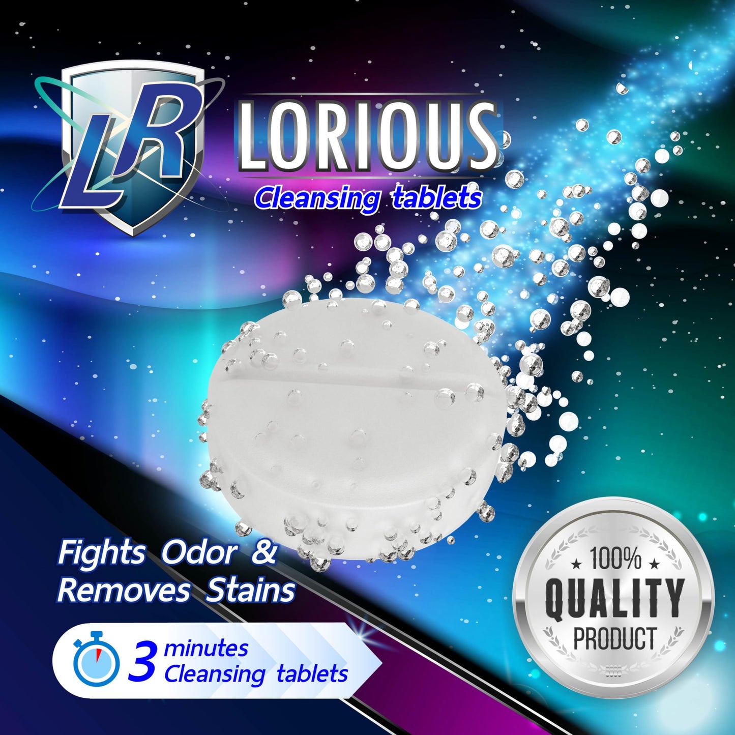 LORIOUS Retainer Cleaner Tablets (120 ct) – 4 Months of Daily Cleaning for Retainers, Aligners, Dentures and Mouth Guards