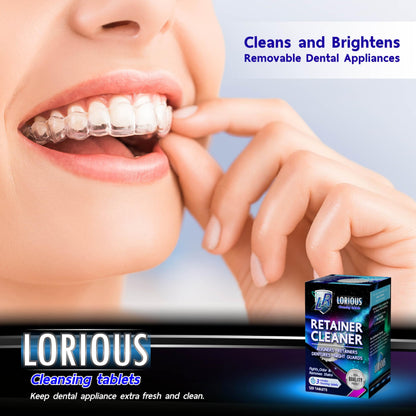 LORIOUS Retainer Cleaner Tablets (120 ct) – 4 Months of Daily Cleaning for Retainers, Aligners, Dentures and Mouth Guards