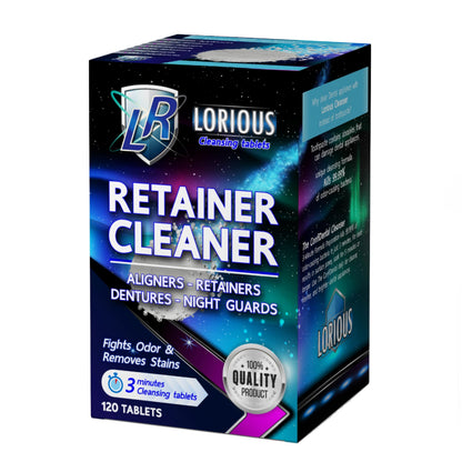 LORIOUS Retainer Cleaner Tablets (120 ct) – 4 Months of Daily Cleaning for Retainers, Aligners, Dentures and Mouth Guards