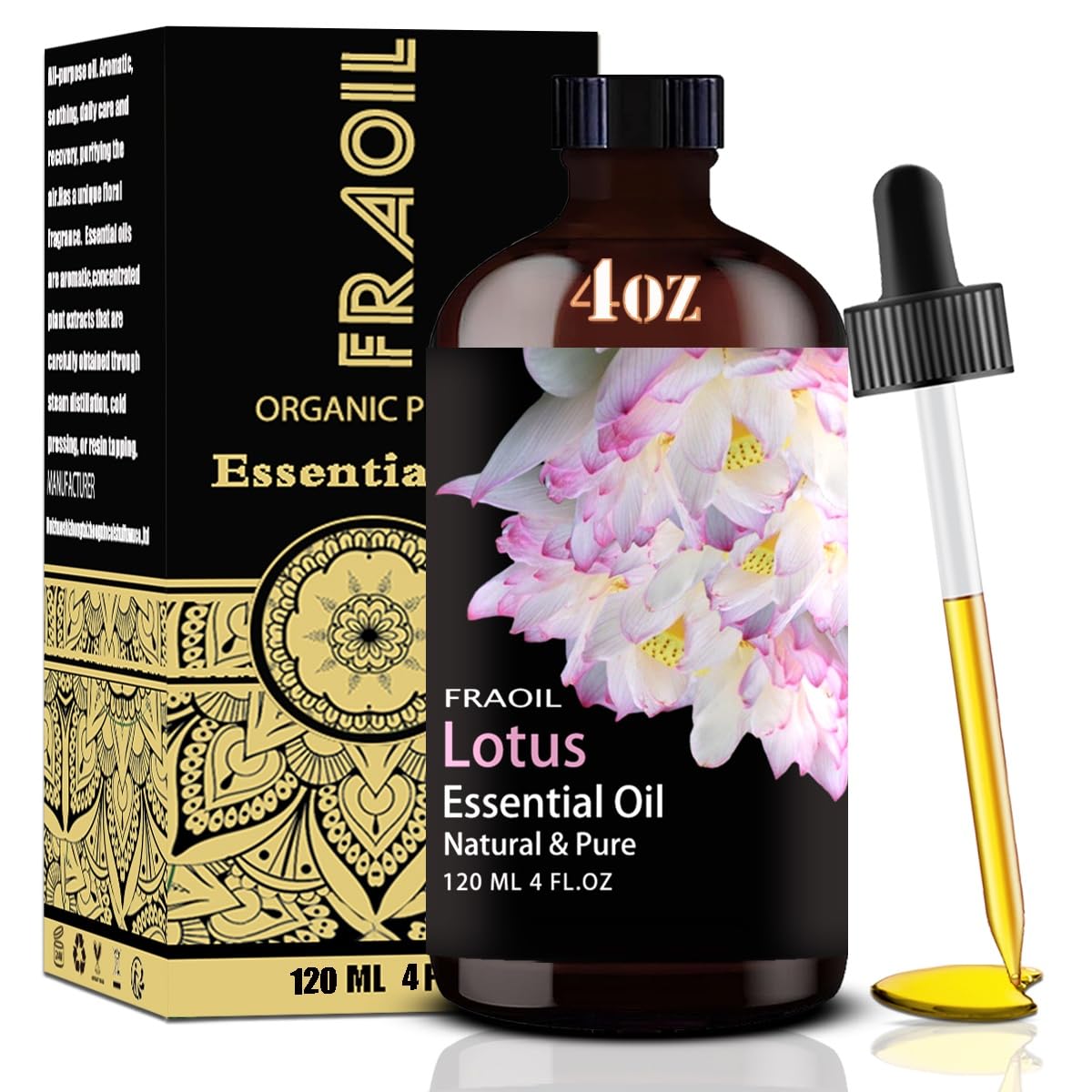 Lotus Essential Oil – 4 Oz (120 ml) for Diffuser, DIY Crafts | FRAOIL