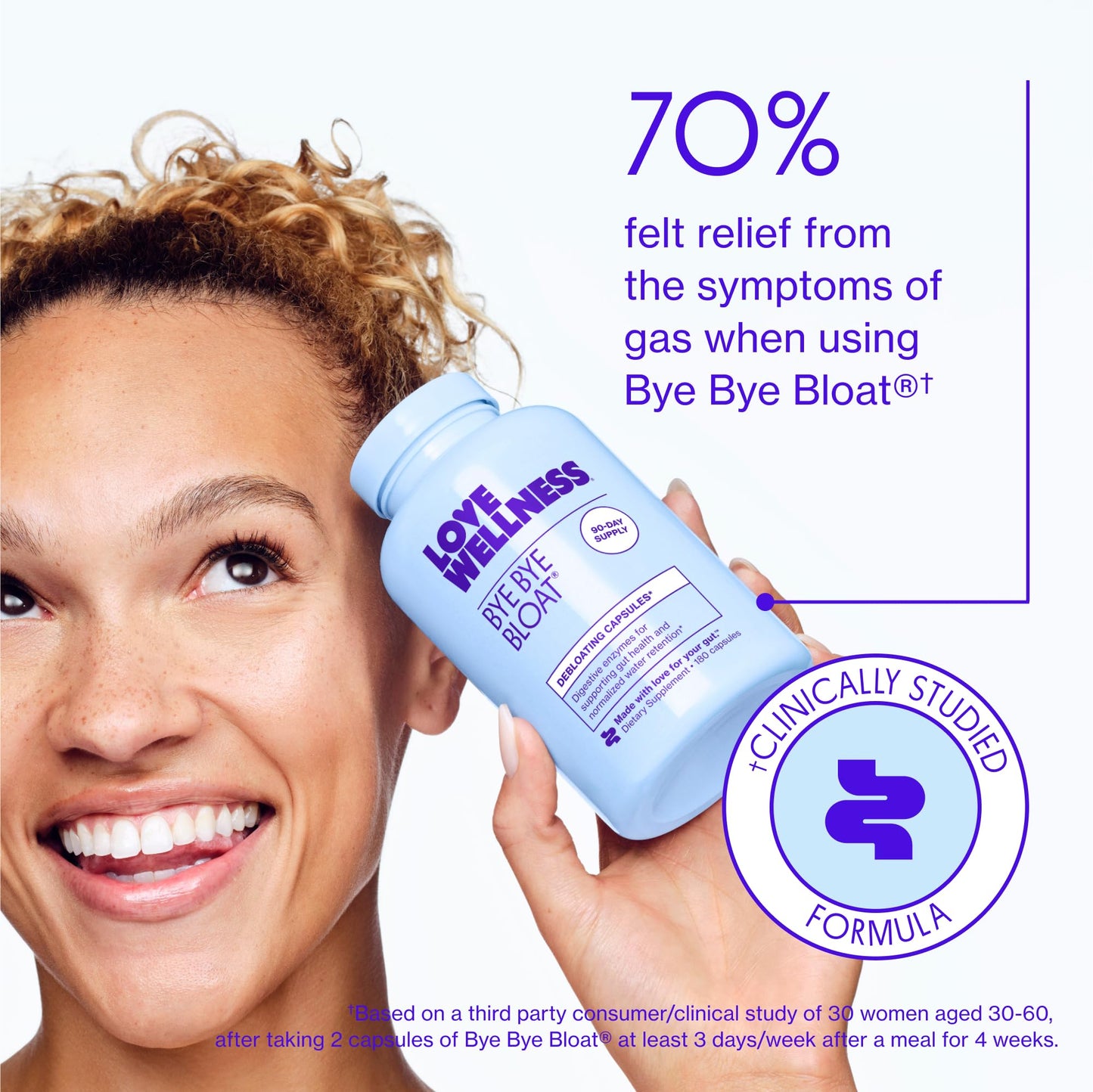 Love Wellness Bye Bye Bloat Digestive Enzymes | Bloating Relief for Women | 180 Count