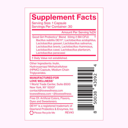 Love Wellness Good Girl Probiotics & Healthy V Vitamin | Women's Wellness Duo