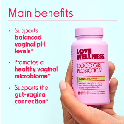 Love Wellness Good Girl Probiotics — 9-Strain Vaginal Health Probiotic for pH Balance, UTIs, Yeast, and Immune Support | Gluten-Free