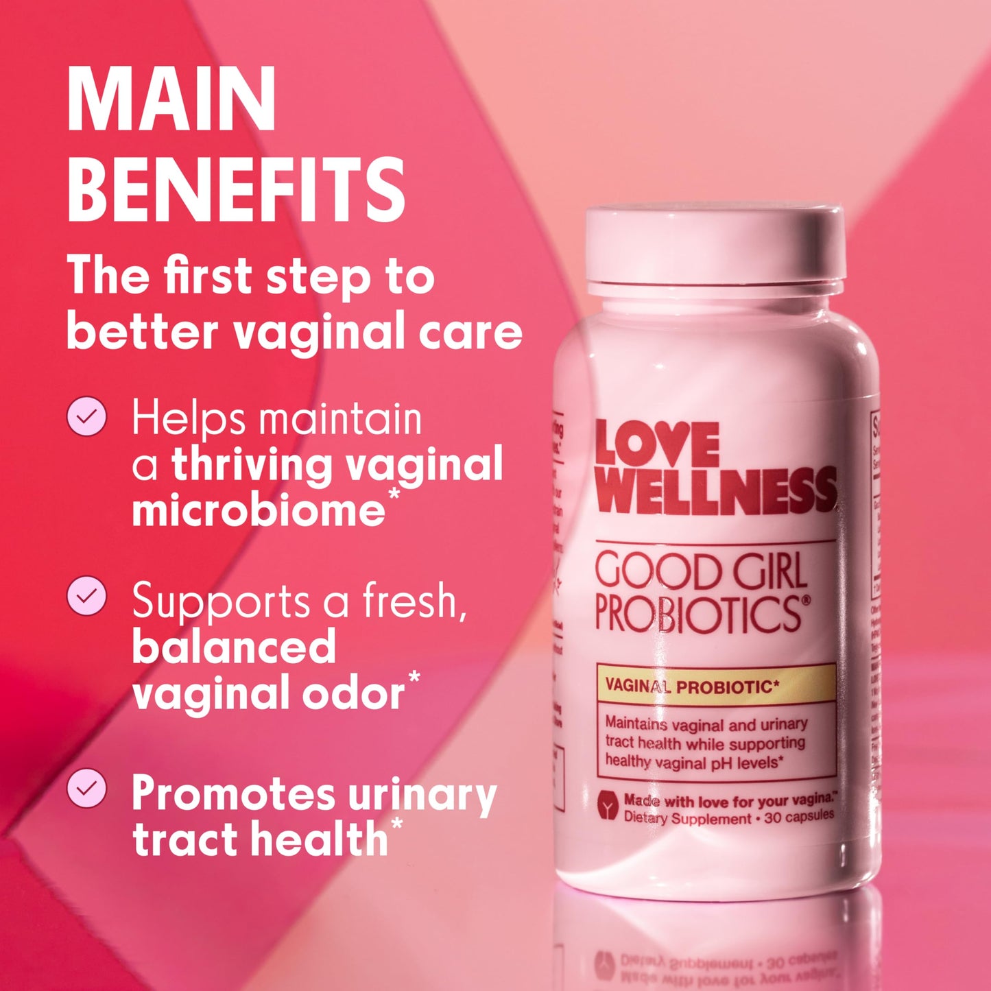 Love Wellness Good Girl Probiotics — 9-Strain Vaginal Health Probiotic for pH Balance, UTIs, Yeast, and Immune Support | Gluten-Free