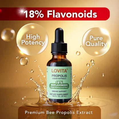 LOVITA Bee Propolis Liquid Extract 500mg – 5:1 Resin Drops, 18% Bioflavonoids
