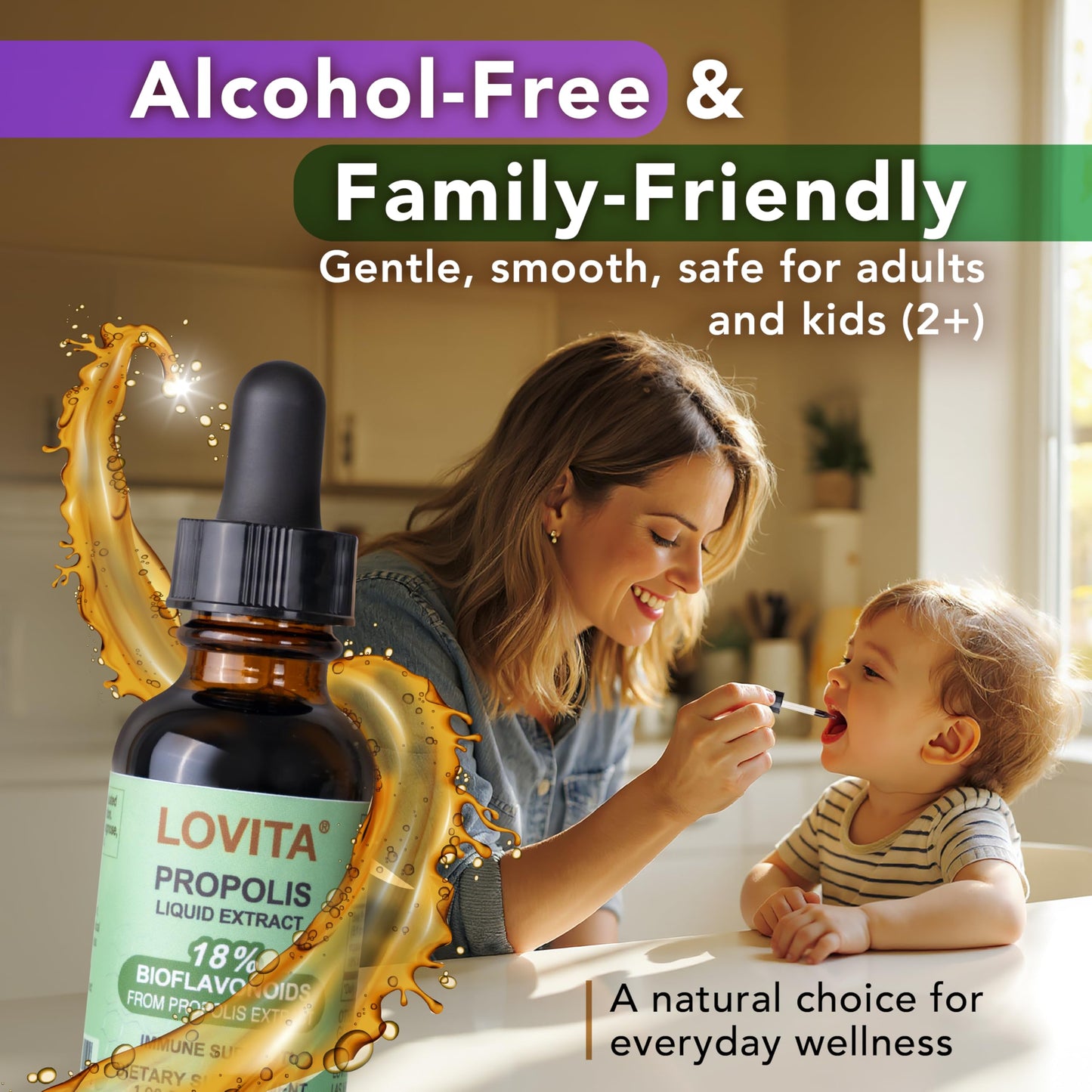 LOVITA Bee Propolis Liquid Extract 500mg – 5:1 Resin Drops, 18% Bioflavonoids