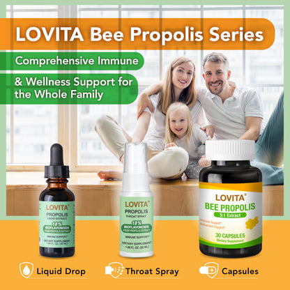 LOVITA Bee Propolis Liquid Extract 500mg – 5:1 Resin Drops, 18% Bioflavonoids