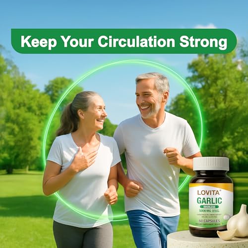 LOVITA Odorless Garlic Capsules – 5000mg Fresh Garlic, 1.25% Allicin