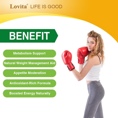 Lovita Green Coffee Bean Extract 1600 mg Equivalent, High Potent Green Coffee Extract with 50% Chlorogenic Acid for Natural Antioxidant & Size Reduction, Vegan Friendly, 60 Veggie Capsules