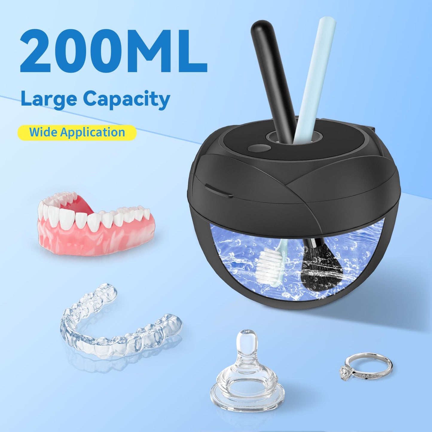 Ultrasonic Retainer Cleaner 45kHz – 4 Modes, 200ml, Denture & Jewelry