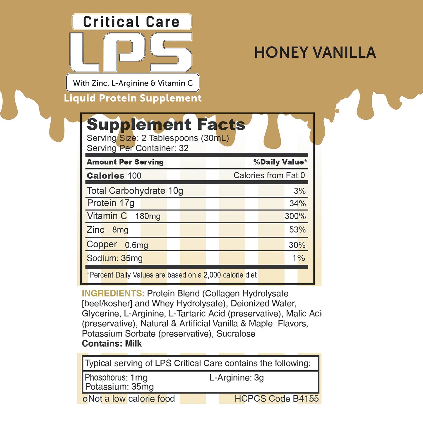 Nutritional Designs LPS Liquid Collagen & Whey Protein – Sugar-Free, Non-GMO, Honey Vanilla