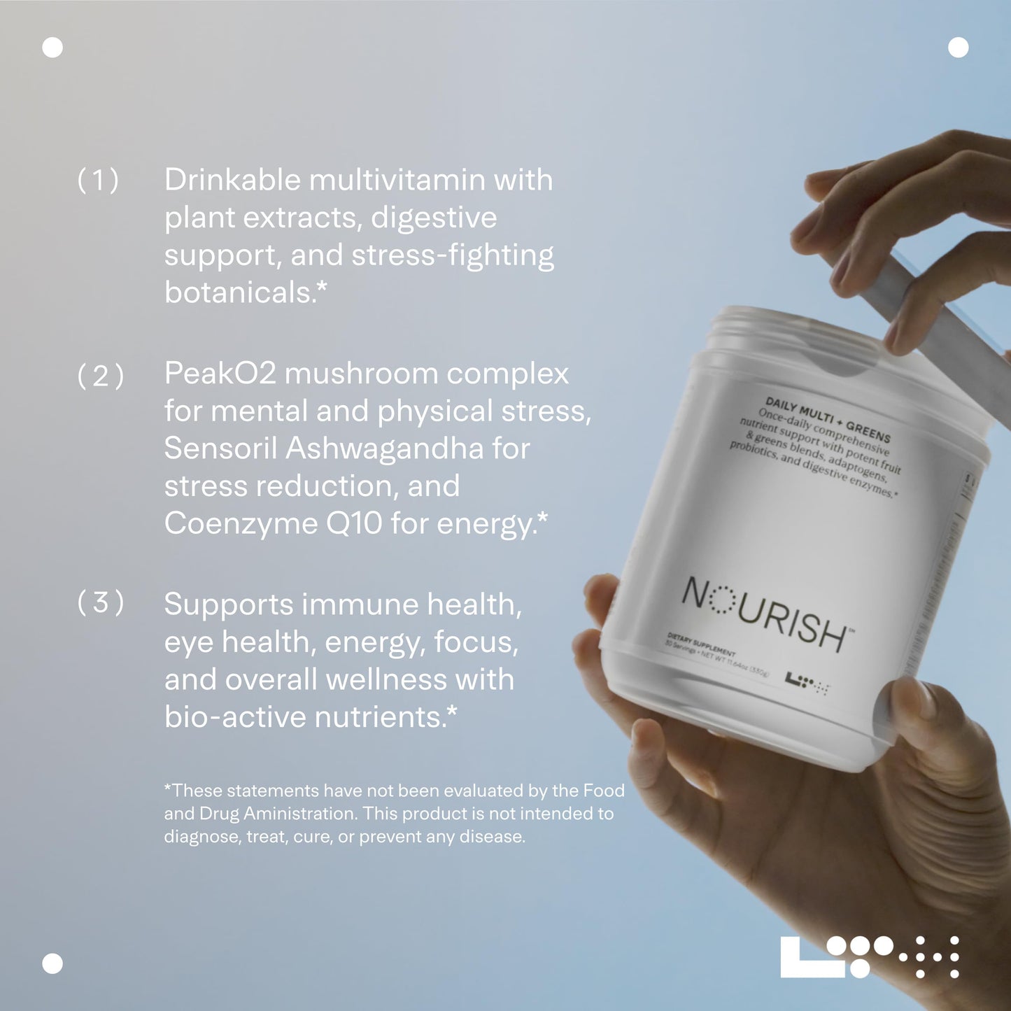 LTH Nourish Multi Plus Greens - Daily Greens Powder with Probiotics & Ashwagandha | 30 Servings