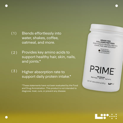 LTH Prime Collagen Peptides – Digestive Health, Joints, Hair & Skin | Grass-Fed Chocolate | 30 Servings