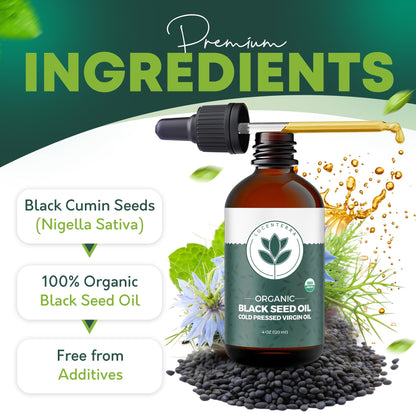 Lucenterra Organic Black Seed Oil 4oz – Cold Pressed, USDA Organic