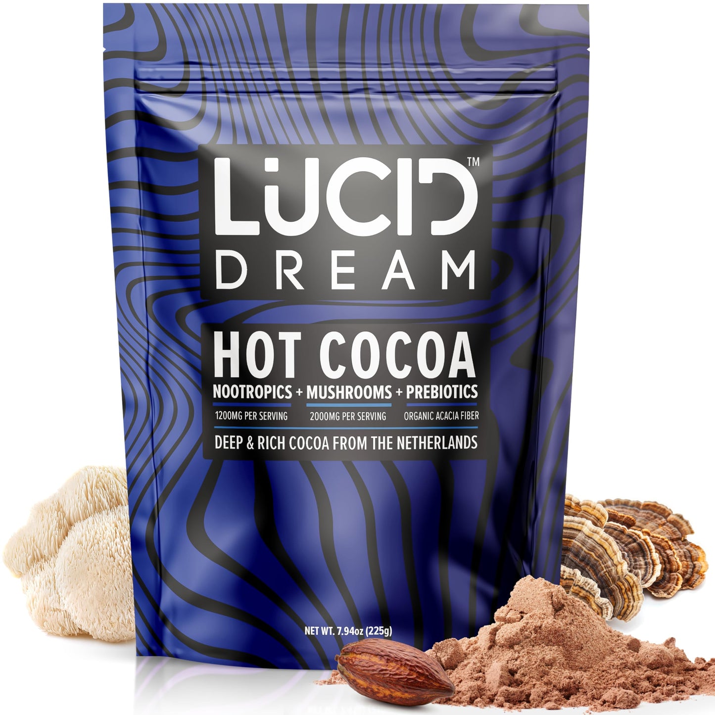 Lucid Dream Mushroom Hot Cocoa for Sleep – Nighttime Adaptogen Blend with Melatonin | 7.94 oz Chocolate