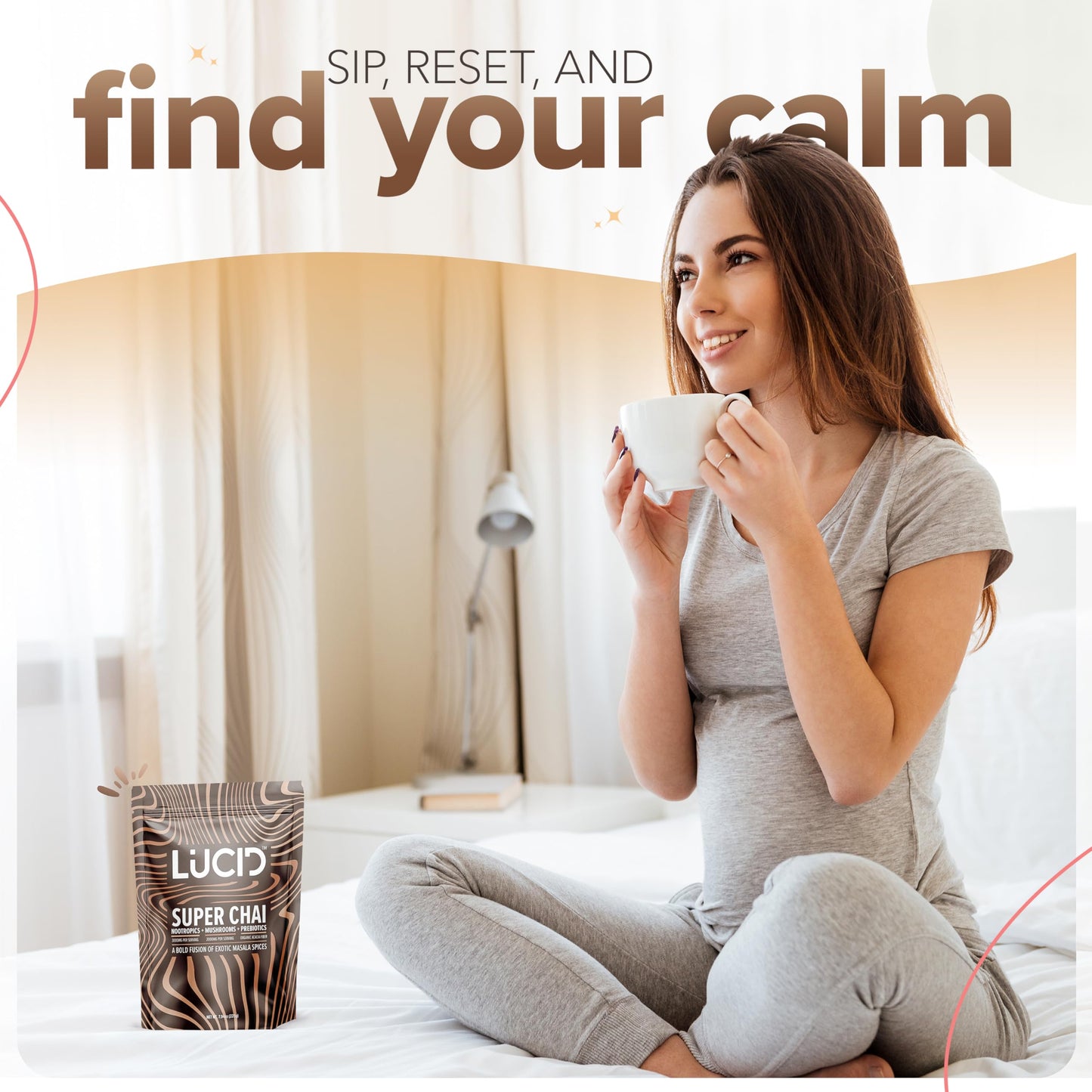 Lucid Superfood Organic Mushroom Chai with Nootropics – Lion’s Mane, Cordyceps & Tremella – Instant Focus Chai – USA Made
