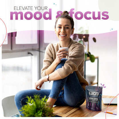 Lucid Superfood Organic Mushroom Coffee with Nootropics – Lion's Mane, Cordyceps & Tremella – Instant Focus Coffee – USA Made