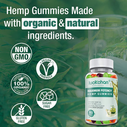 LUCKCHAN Hemp Gummies Advanced Extra Strength – 4-Pack for Sleep, Pain & Anxiety