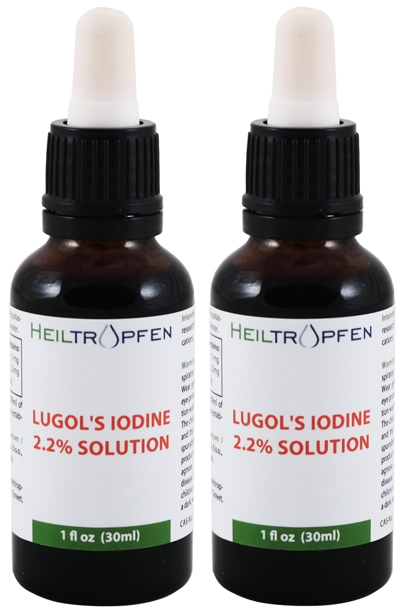 2X Lugol's Iodine Solution – 2x1 fl oz / 2x30 ml | Pharmaceutical Grade | Third-Party Tested | Heiltropfen