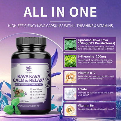 Lukaree Kava Kava Root Extract Liposomal Capsules with L-Theanine – 2 Pack