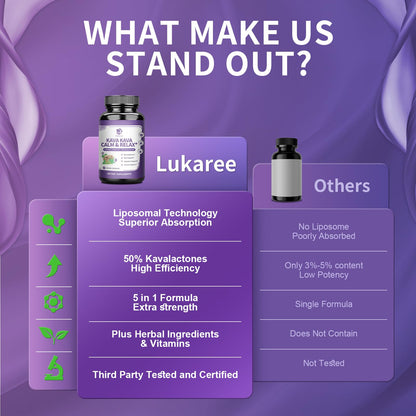 Lukaree Kava Kava Root Extract Liposomal Capsules with L-Theanine – 2 Pack