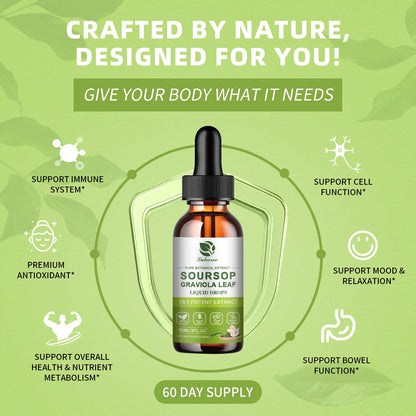 Lukaree Pure Soursop Leaf Extract Drops — 10X Concentrated Graviola, Alcohol-Free, Vegan & Non-GMO (4 fl oz)