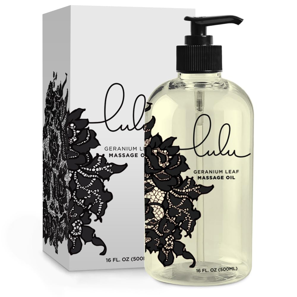 Lulu Geranium Massage Oil – Sweet Almond & Jojoba Oils 16 oz Pump
