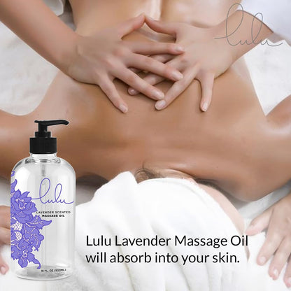 Lulu Lavender Massage Oil with Jojoba & Lavender – 16 oz