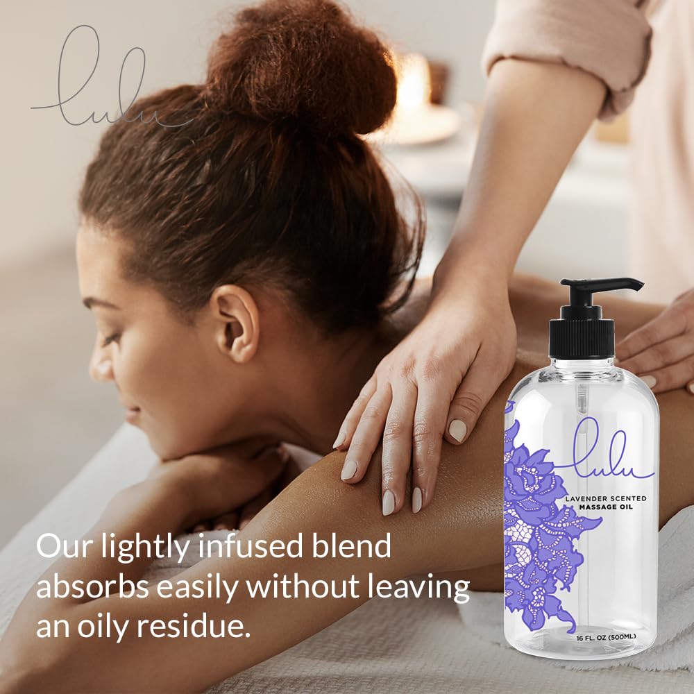 Lulu Lavender Massage Oil with Jojoba & Lavender – 16 oz