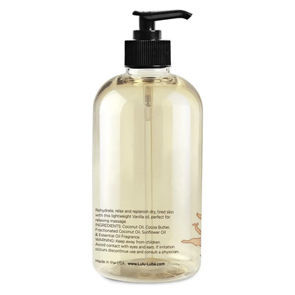Lulu Vanilla Massage Oil – Non-Greasy with Fractionated Coconut & Cocoa Butter, 16 oz