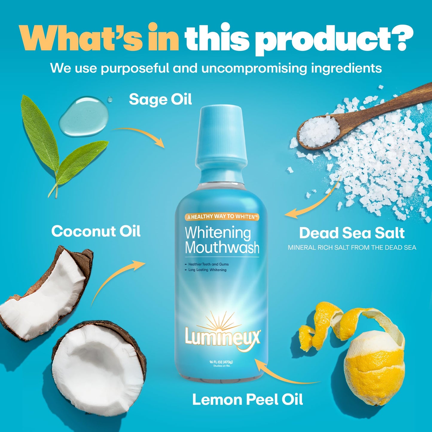 Lumineux Peroxide-Free Whitening Kit | 7 Treatments + Mouthwash, Toothpaste & Bamboo Brush