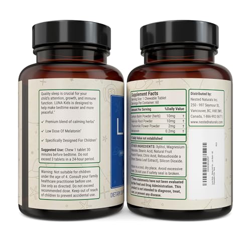 LUNA Kids Sleep Aid Tablets 4+ | Chamomile, Melatonin, Valerian