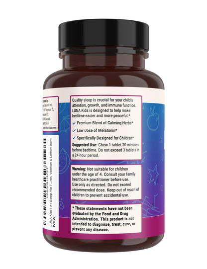 Luna Kids Sleep Aid Tablets for Children 4+ | Nested Naturals