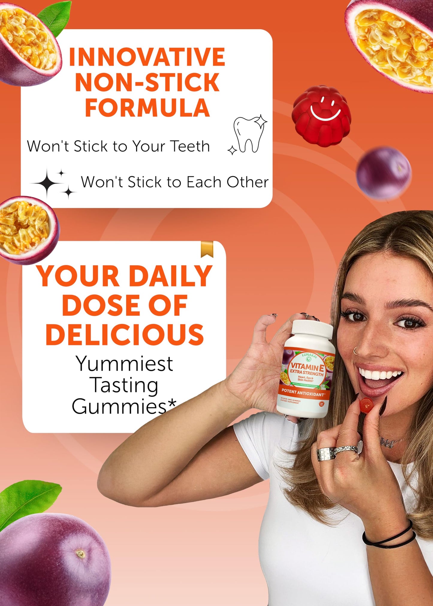 Lunakai Collagen + Vitamin E Gummies Bundle – Non-GMO, Vegan, Vitamin E 250 mg, Vitamin C 50 mg