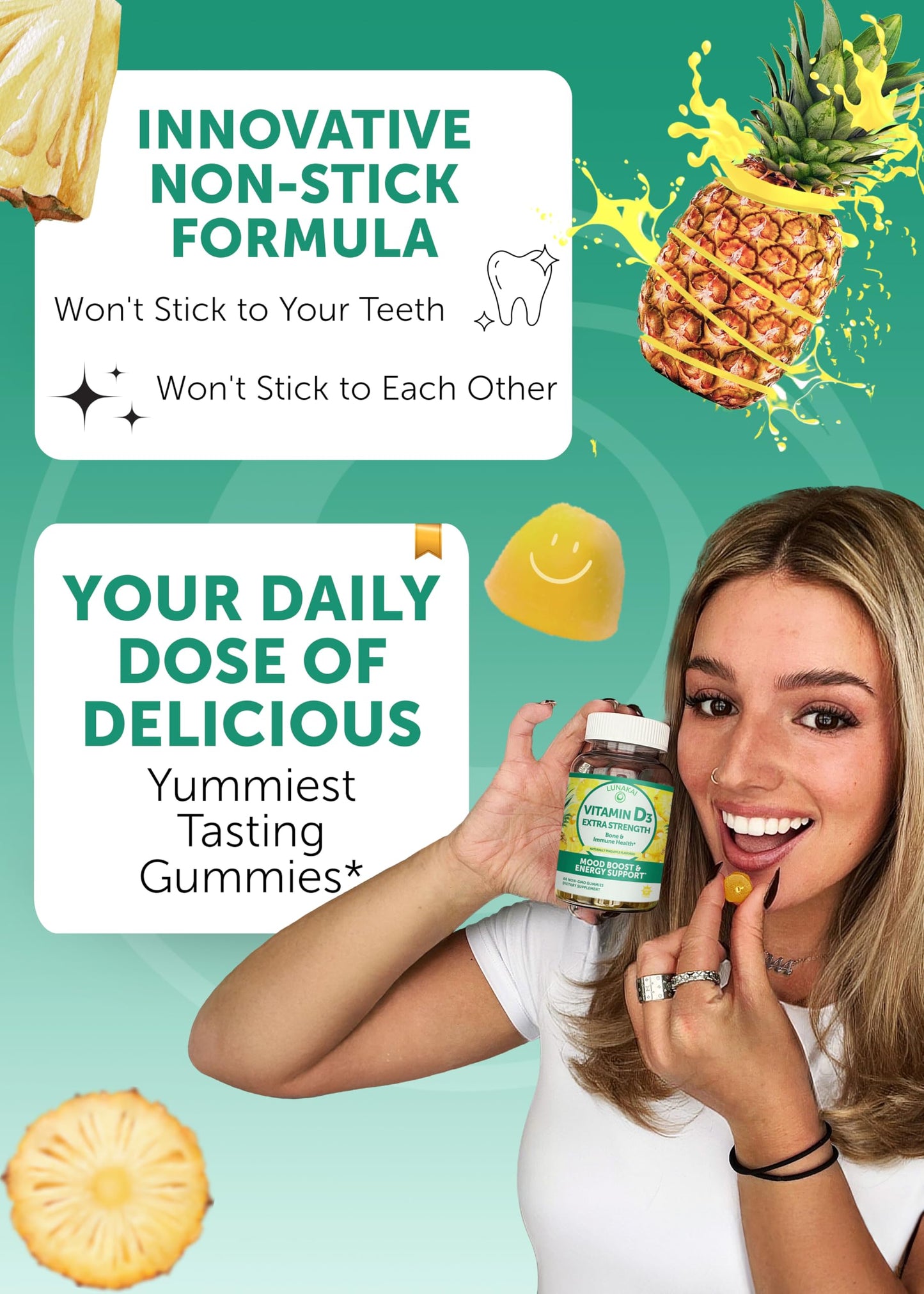 Lunakai Vitamin B12 + D3 Gummies Bundle – 3000 mcg B12, 1000 IU D3 | Gluten Free, Non-GMO